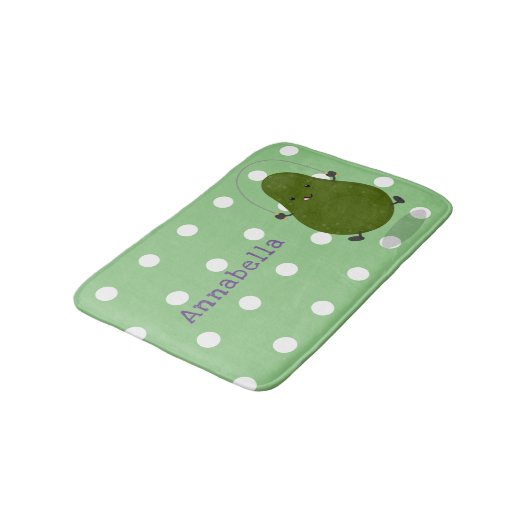 かわいいアボカドジャンプロープアニメイラストレーション バスマット (アングル)