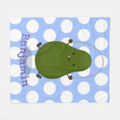 かわいいアボカドジャンプロープアニメイラストレーション フリースブランケット (正面(横))