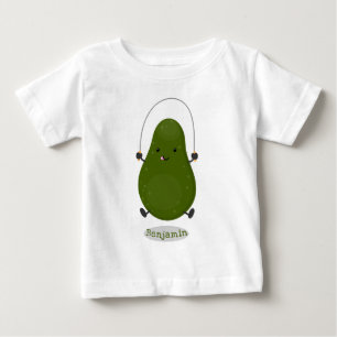 かわいいアボカドジャンプロープアニメイラストレーション ベビーTシャツ