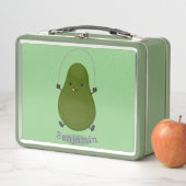 かわいいアボカドジャンプロープアニメイラストレーション メタルランチボックス (インサイチュ)