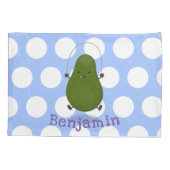 かわいいアボカドジャンプロープアニメイラストレーション 枕カバー (裏面)