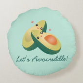 かわいいアボカドスおもしろいプンユーモアを避けよう ラウンドクッション (裏面)