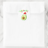 かわいいアボカドスケッチサンタハットクリスマスライト ラウンドシール (バッグ)