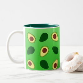 かわいいアボカドススライス夏の緑のグラデーションのパターン ツートーンマグカップ