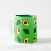 かわいいアボカドススライス夏の緑のグラデーションのパターン ツートーンマグカップ (正面左)