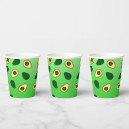 かわいいアボカドススライス夏の緑のグラデーションのパターン 紙コップ