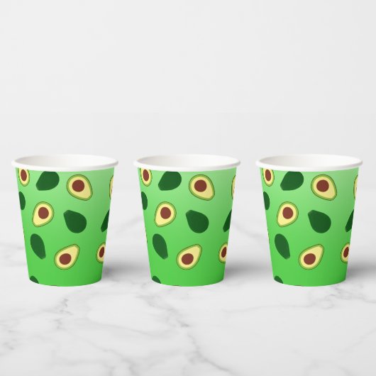 かわいいアボカドススライス夏の緑のグラデーションのパターン 紙コップ (複数)