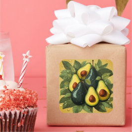 かわいいアボカドステッカー スクエアシール