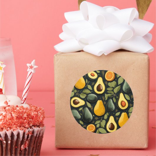 かわいいアボカドステッカー ラウンドシール (パーティー)