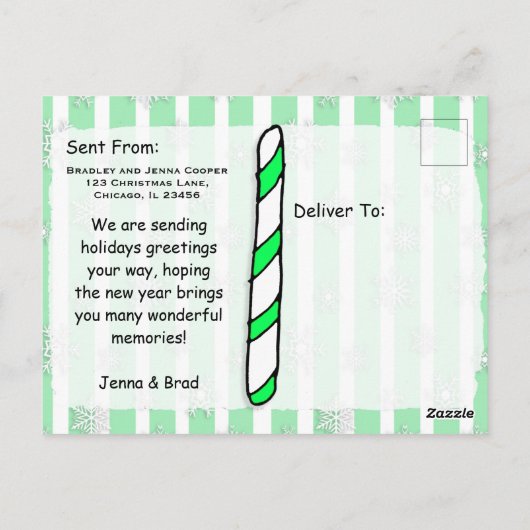 かわいいアボカドスパーソナライズされたクリスマス ポストカード (裏面)