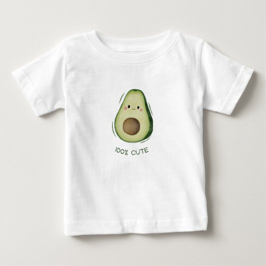 かわいいアボカドベイビー１００％かわいいタイポグラフィ ベビーTシャツ (正面)