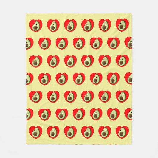 かわいいアボカドマンガin赤いハートベビーブランケット フリースブランケット (正面)