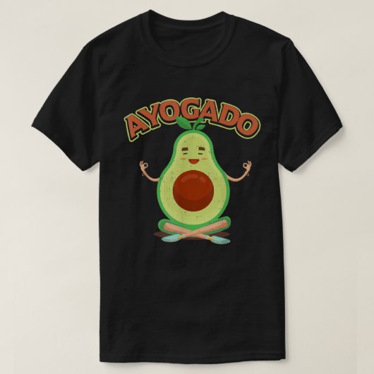 かわいいアボカドヨガドヘルシー食べ Tシャツ (デザイン正面)