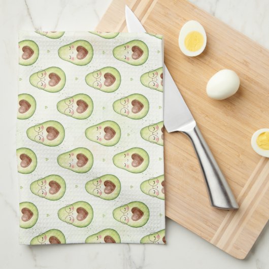 かわいいアボカド柄のキッチン用品 キッチンタオル (四つ折り)