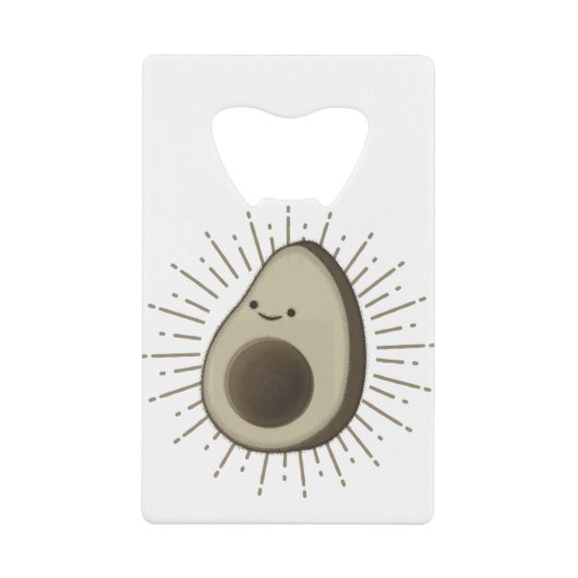 かわいいアボカド漫画のヴィンテージスタイル クレジットカード栓抜き (正面)