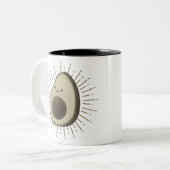 かわいいアボカド漫画のヴィンテージスタイル ツートーンマグカップ (正面左)