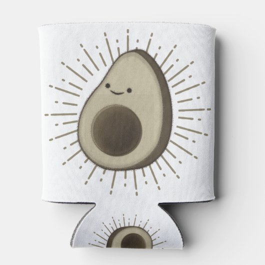 かわいいアボカド漫画のヴィンテージスタイル 缶クーラー (裏面)