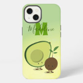 かわいいアボカド食品モノグラム iPhoneケース (裏面)
