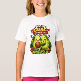 かわいいアボカド バレンタイン ラブ デザイン Tシャツ