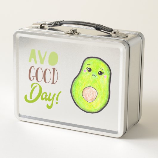 かわいいアボカドavo good day cute pun healthy food メタルランチボックス (正面)