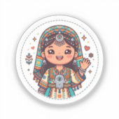 かわいいアマジグのモロッコ女性 クハムサ ステッカー シール (正面)