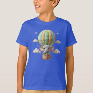 かわいいアミグリュー人形のゾウの熱気球 Tシャツ