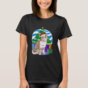かわいいアメリカのカール猫サンタクリスマス Tシャツ