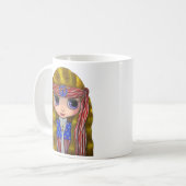 かわいいアメリカのヒッパイガールドール大きな目マグカップ コーヒーマグカップ (正面左)