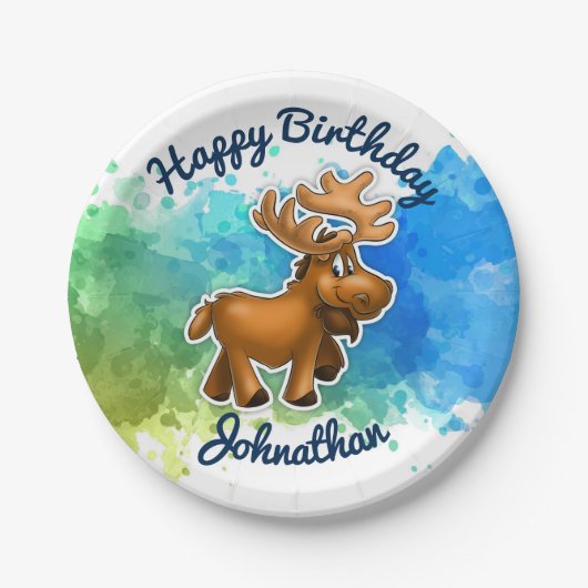 かわいいアメリカヘラジカのプレート ペーパープレート (正面)