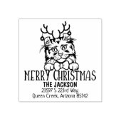 かわいいアメリカンカールキャット差出人住所クリスマス ラバースタンプ (インプリント)