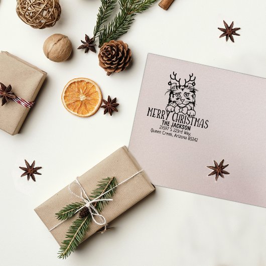 かわいいアメリカンカールキャット差出人住所クリスマス ラバースタンプ