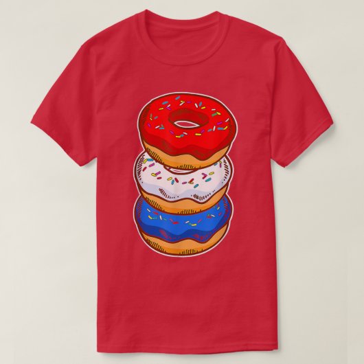 かわいいアメリカ人ドーナツ菓子ラバーベーキング7月4日 Tシャツ (デザイン正面)