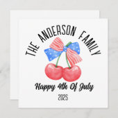 かわいいアメリカ国旗のリボン パーソナライズされた名前のホリデー 招待状 (正面/裏面)