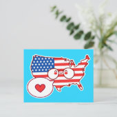 かわいいアメリカ国旗 ポストカード (スタンド正面)