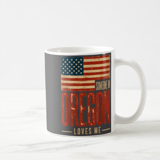 かわいいアメリカ国旗 誰かがオレゴン州を愛してる コーヒーマグカップ (右)