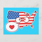 かわいいアメリカ地図の国旗 ポストカード (正面)