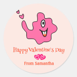 かわいいアメーバモンスターキッズバレンタイン ラウンドシール