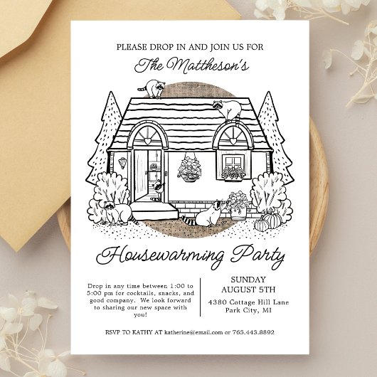 かわいいアライグマが新築祝いにやってくる 招待状