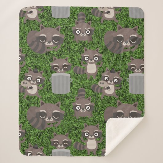 かわいいアライグマごみ箱 シェルパブランケット (正面)