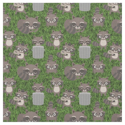 かわいいアライグマごみ箱 ファブリック (クローズアップ)