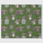 かわいいアライグマごみ箱 ラッピングペーパー (フラット)