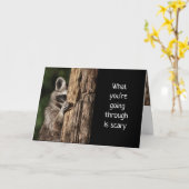 かわいいアライグマとの励ましの聖なる書物、 経典 カード (黄色い花)