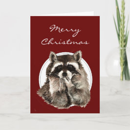 かわいいアライグマとの抱擁及びキスのクリスマスの願い シーズンカード
