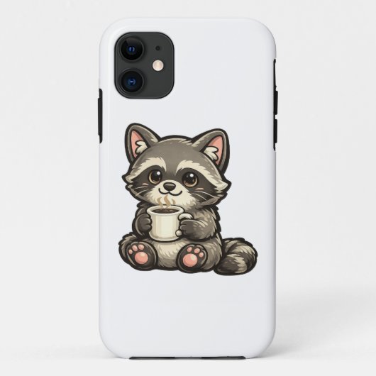 かわいいアライグマとコーヒー - ほっこり可愛い動物 Case-Mate iPhoneケース (裏面)