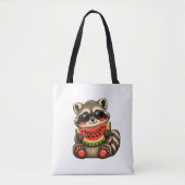 かわいいアライグマとスイカ トートバッグ (正面)