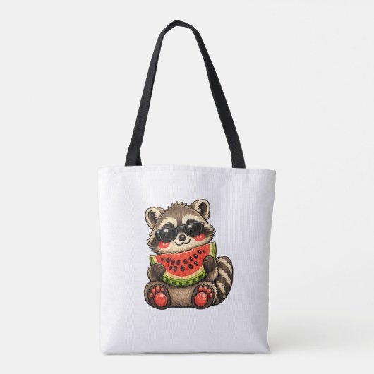 かわいいアライグマとスイカ トートバッグ (裏面)