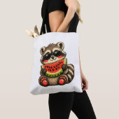 かわいいアライグマとスイカ トートバッグ (クローズアップ)