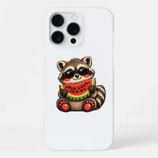 かわいいアライグマとスイカ iPhoneケース (裏面)