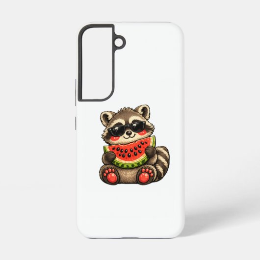 かわいいアライグマとスイカ SAMSUNG GALAXYケース (裏面)