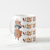かわいいアライグマと紅葉 コーヒーマグカップ (正面左)
